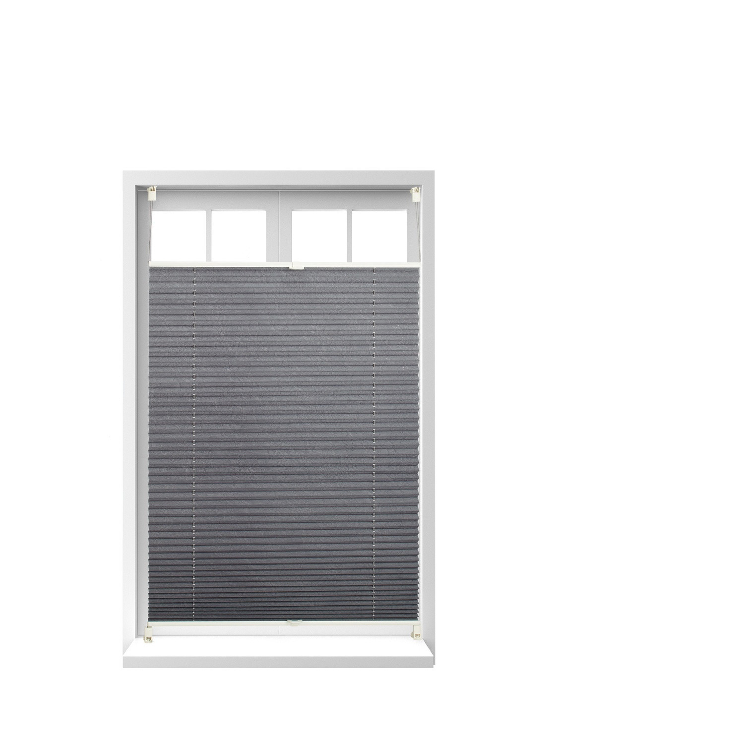 Translucent Grey Pleated Blinds – No Drill, Polyester