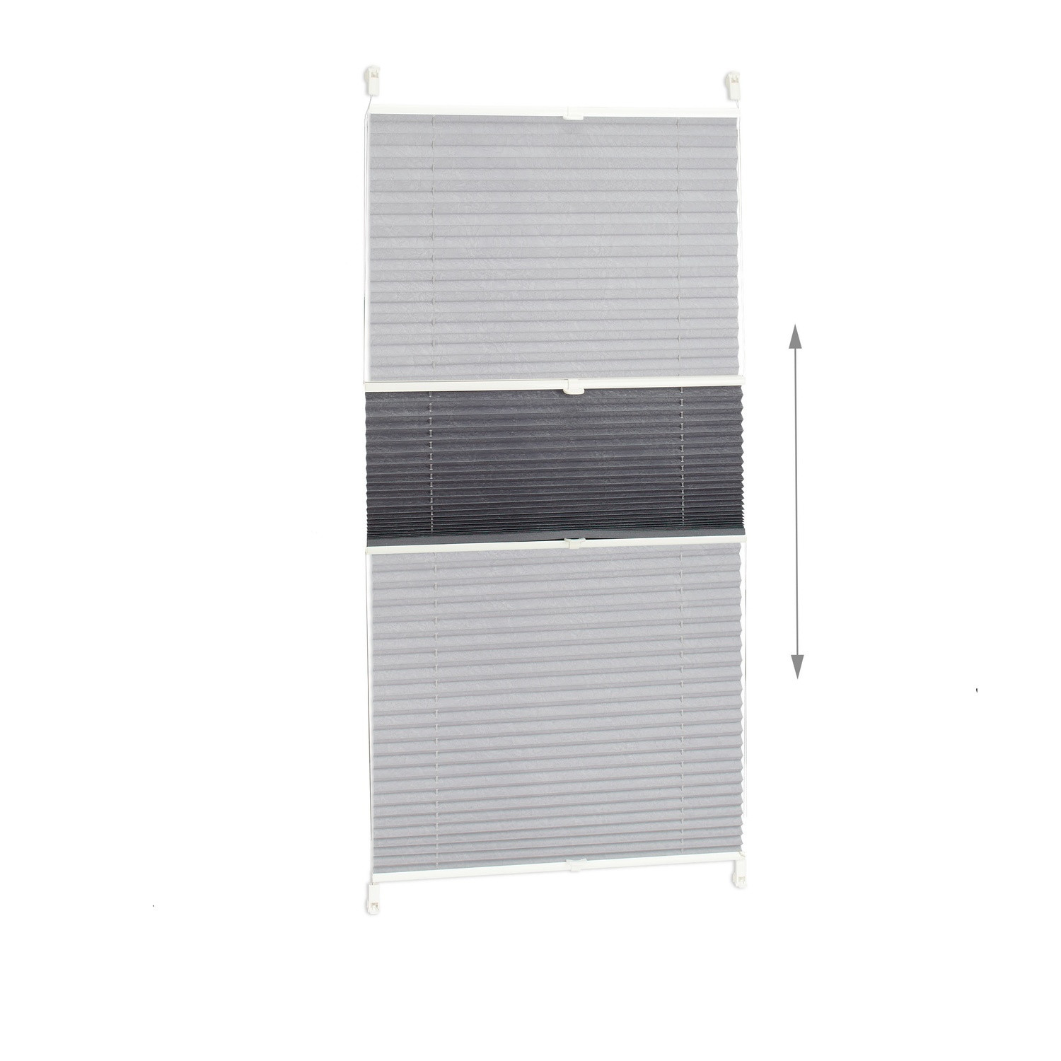 Translucent Grey Pleated Blinds – No Drill, Polyester