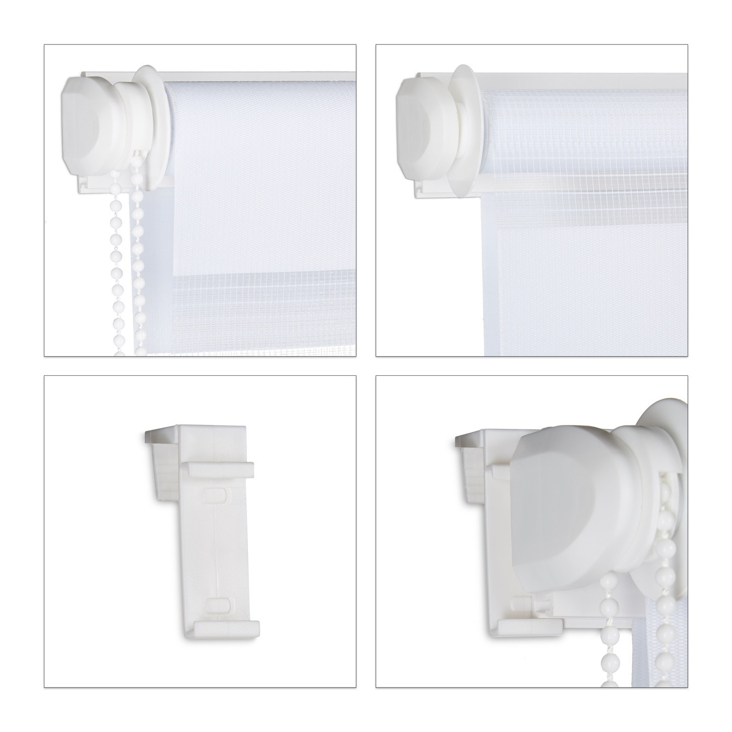 Double Roller Blind, White, No-Drill Clamp Fix