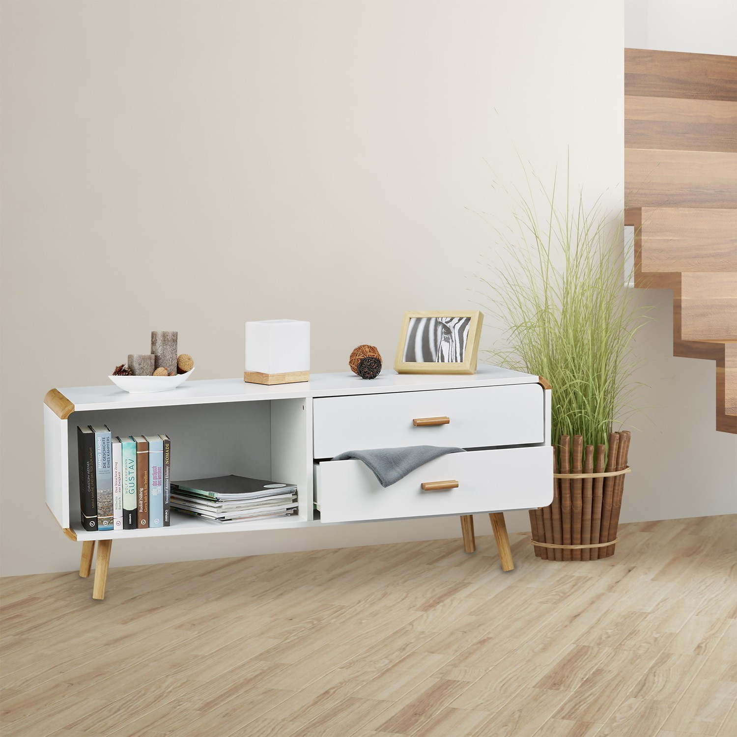 Rounded Edge Sideboard with Storage, Nordic Design