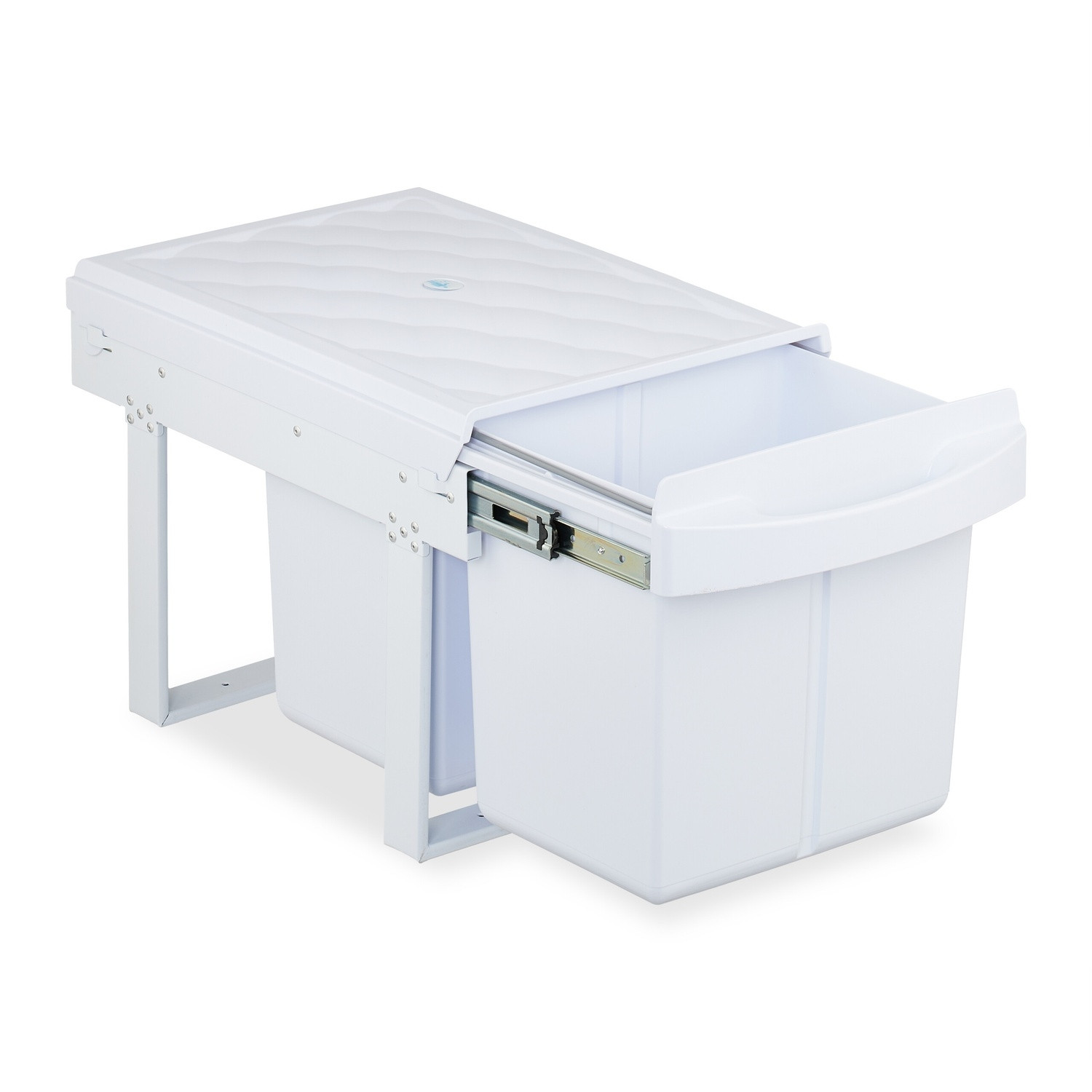 Pull-Out Waste Bin with Lid – White, Space-Saving Design