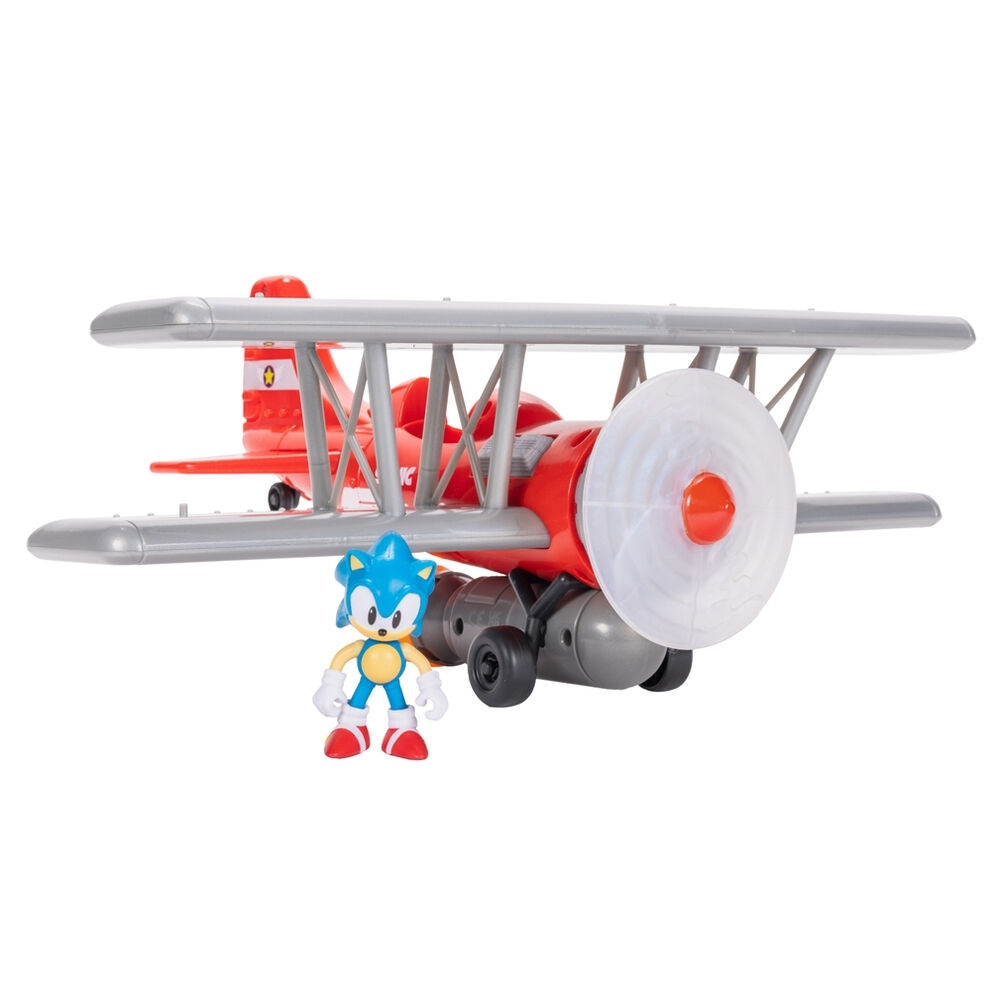 Sonic Tornado Biplane Toy with Spin Function and Easy Assembly