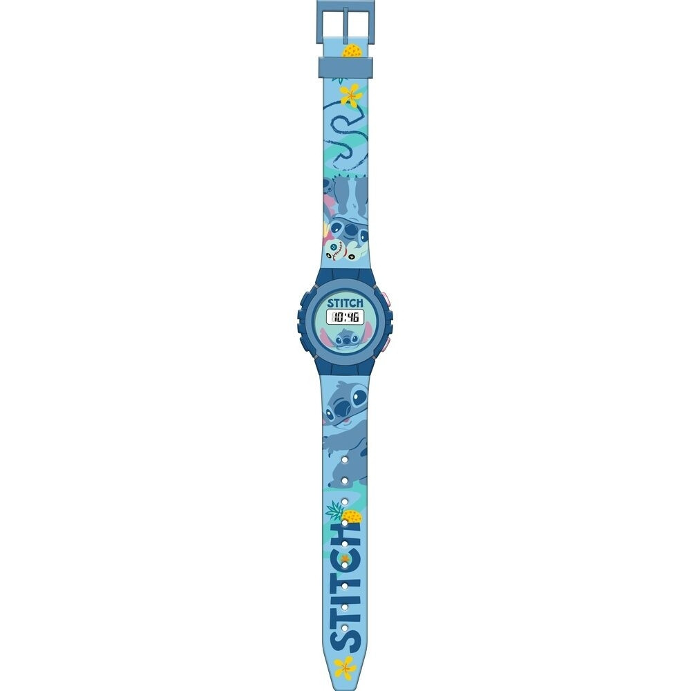 Relógio digital Stitch com pulseira ajustável e visor LED.