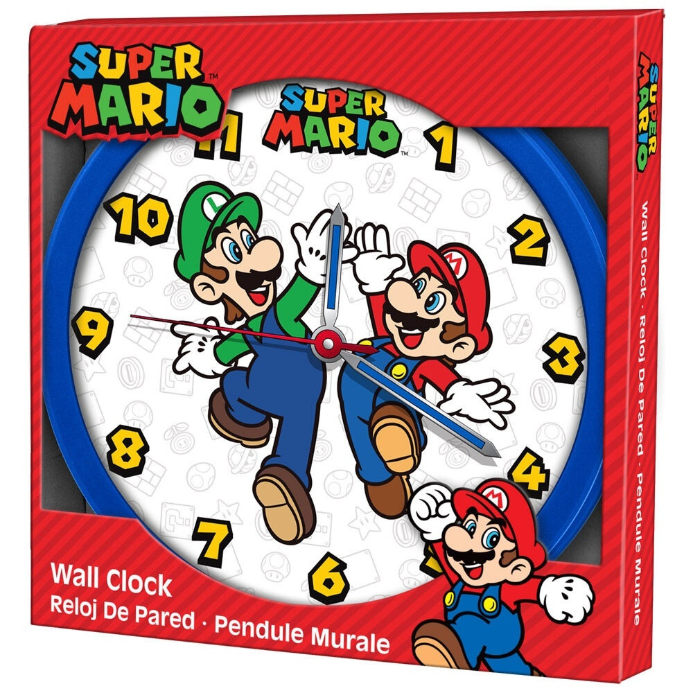 Relógio de parede Super Mario Bros, design clássico, 30 cm (12 pole...