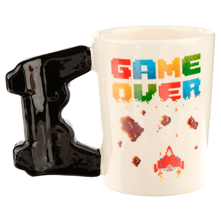 Game Over Controller Mug - Videogame Shaped Handle, 12 oz