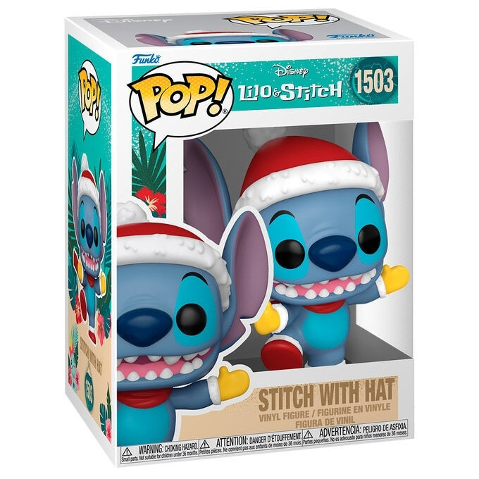 Pelúcia do Stitch da Disney com gorro de Papai Noel, 30 cm (12 pole...