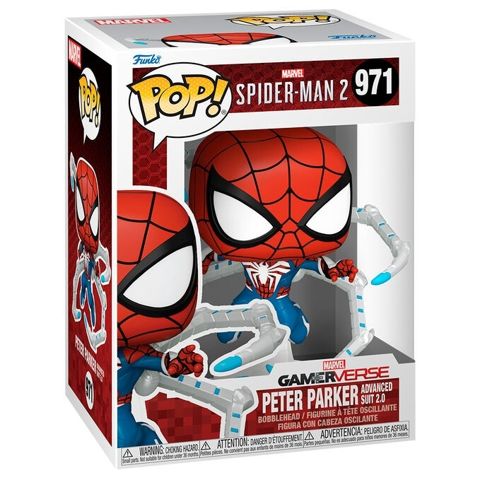 Figura de ação do Peter Parker com o traje avançado do Homem-Aranha...