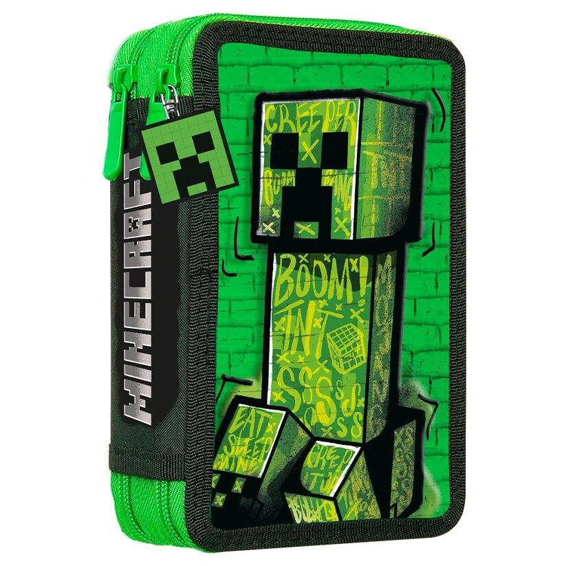 Minecraft Double Pencil Case, Durable Material, Zipper Closure