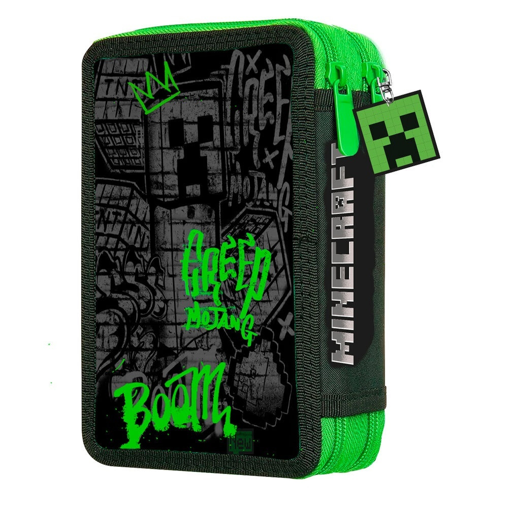 Minecraft Double Pencil Case, Durable Material, Zipper Closure
