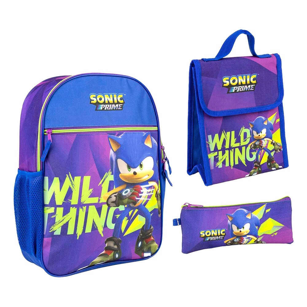 Sonic Prime Backpack, Pencil Case, Lunch Box Set, 42cm