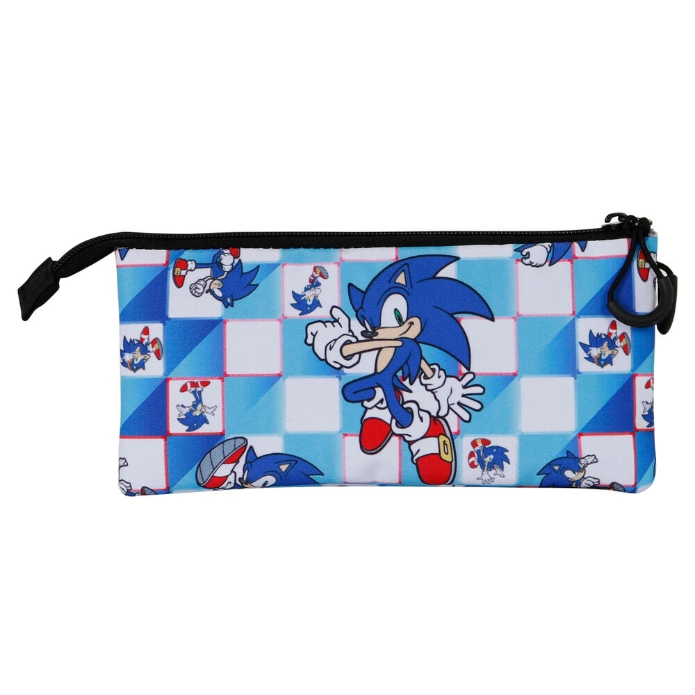 Astuccio triplo Sonic Blue per materiale scolastico