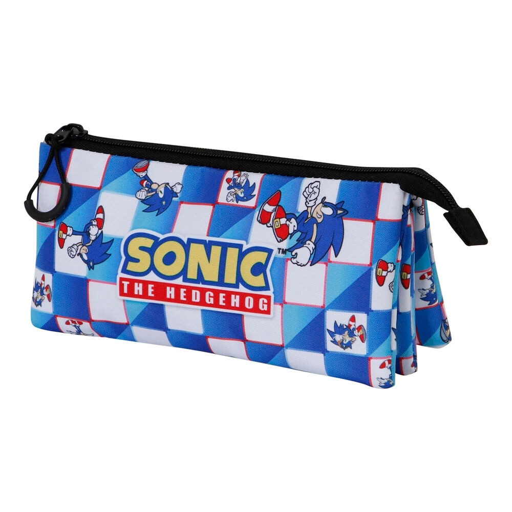 Astuccio triplo Sonic Blue per materiale scolastico