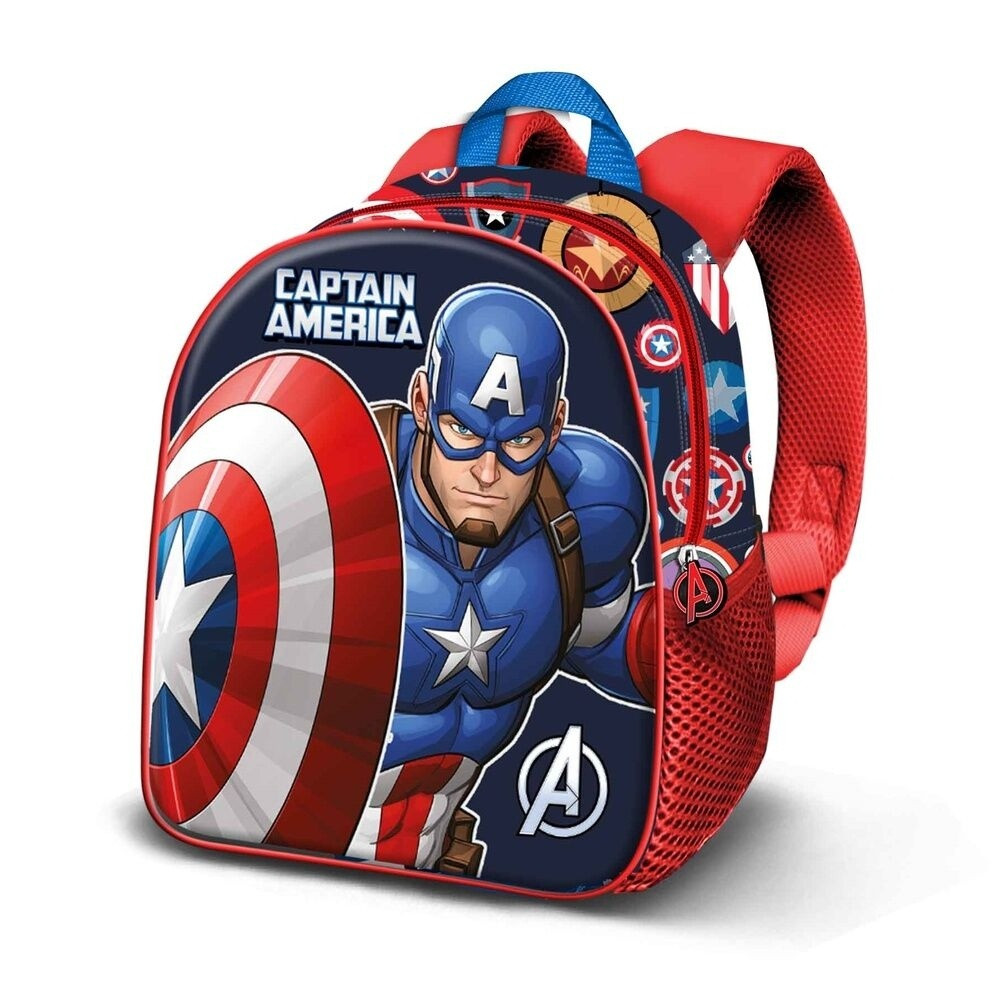 Captain America 3D Backpack, 31cm Size, Durable Design