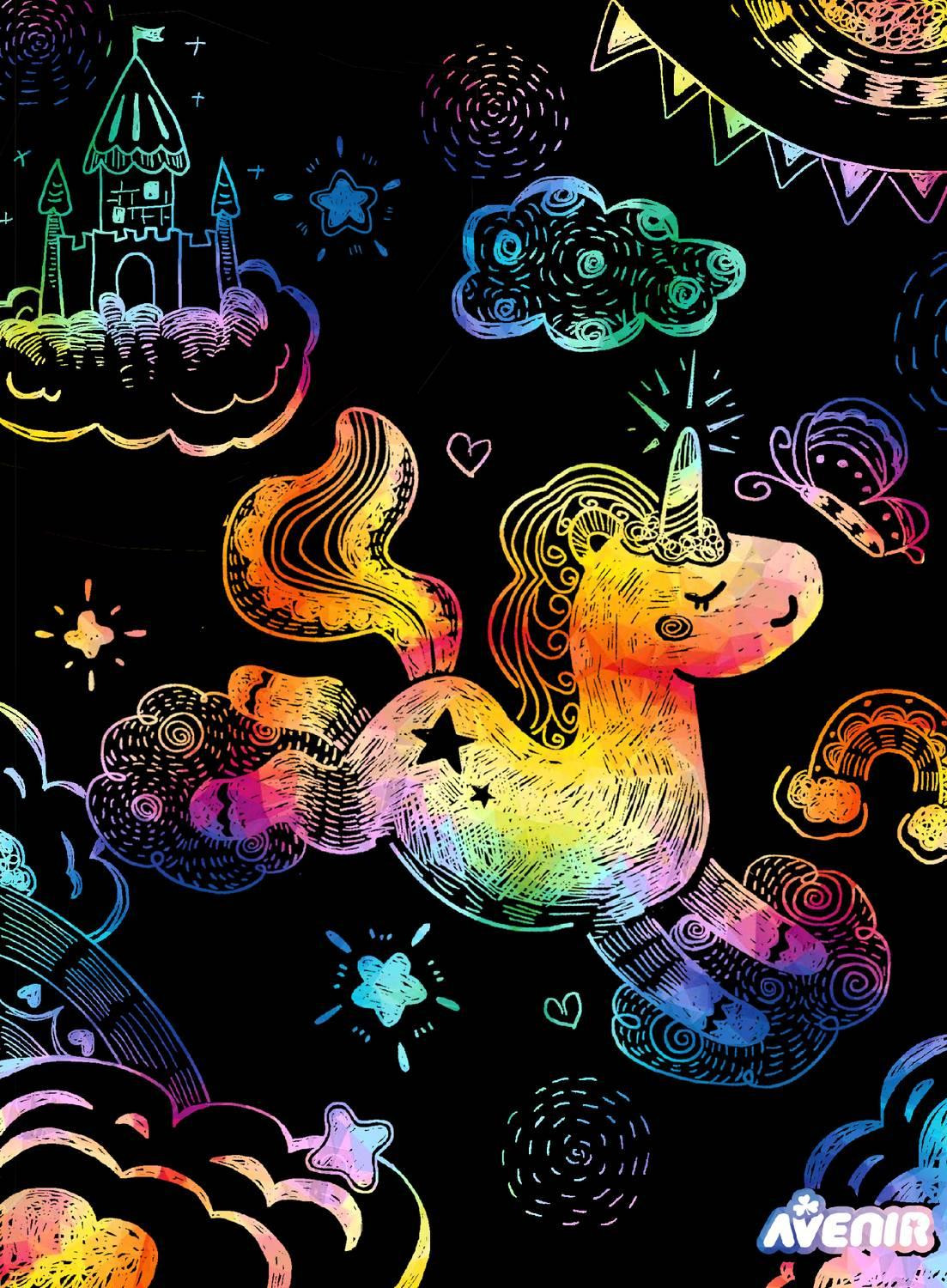 Avenir Scratch Set With Stencil: Unicorns