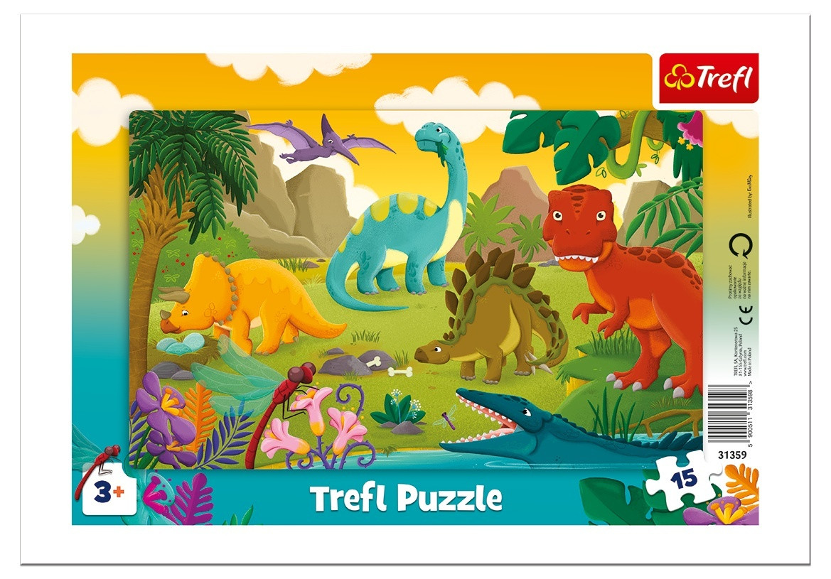 Trefl Framepuzzel Dinosaurussen, 15 stuks