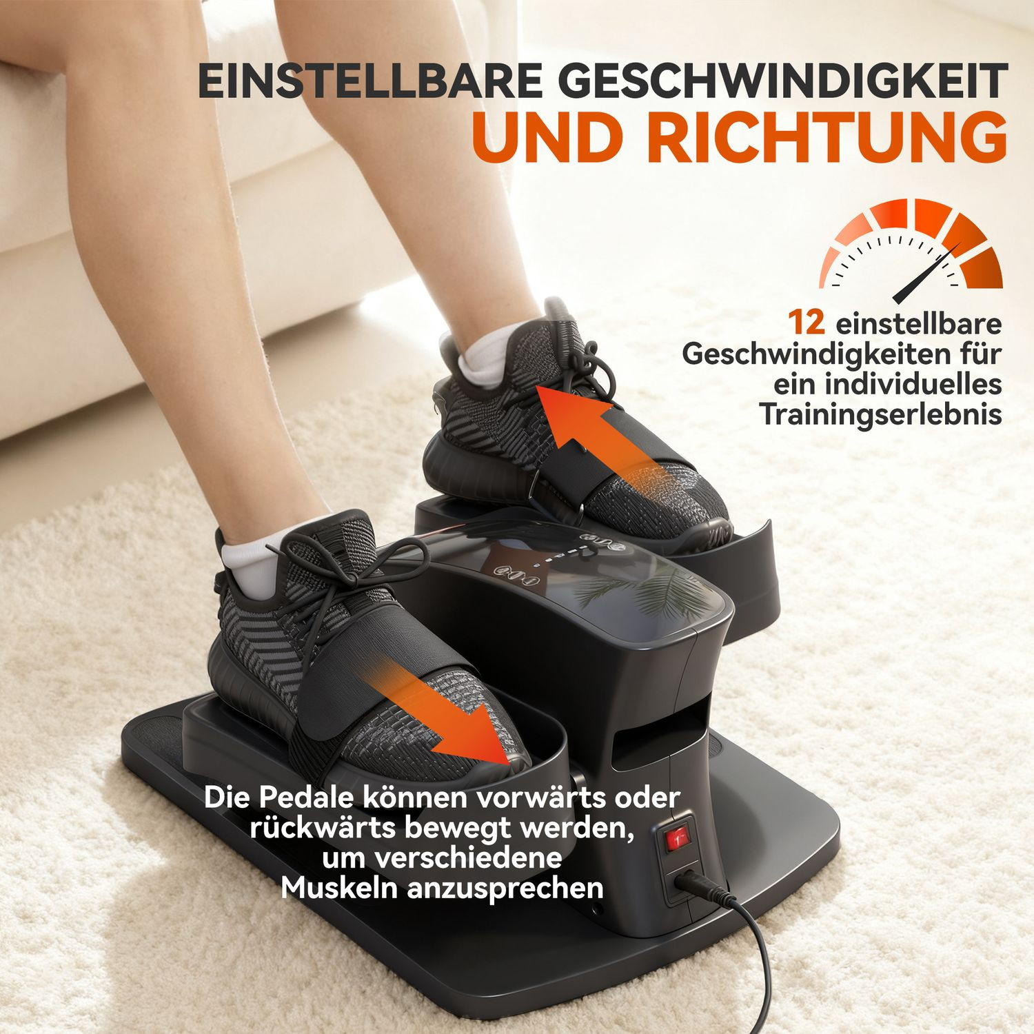 Mini Elliptical Trainer, 12 Speeds, LED Display, Remote Control