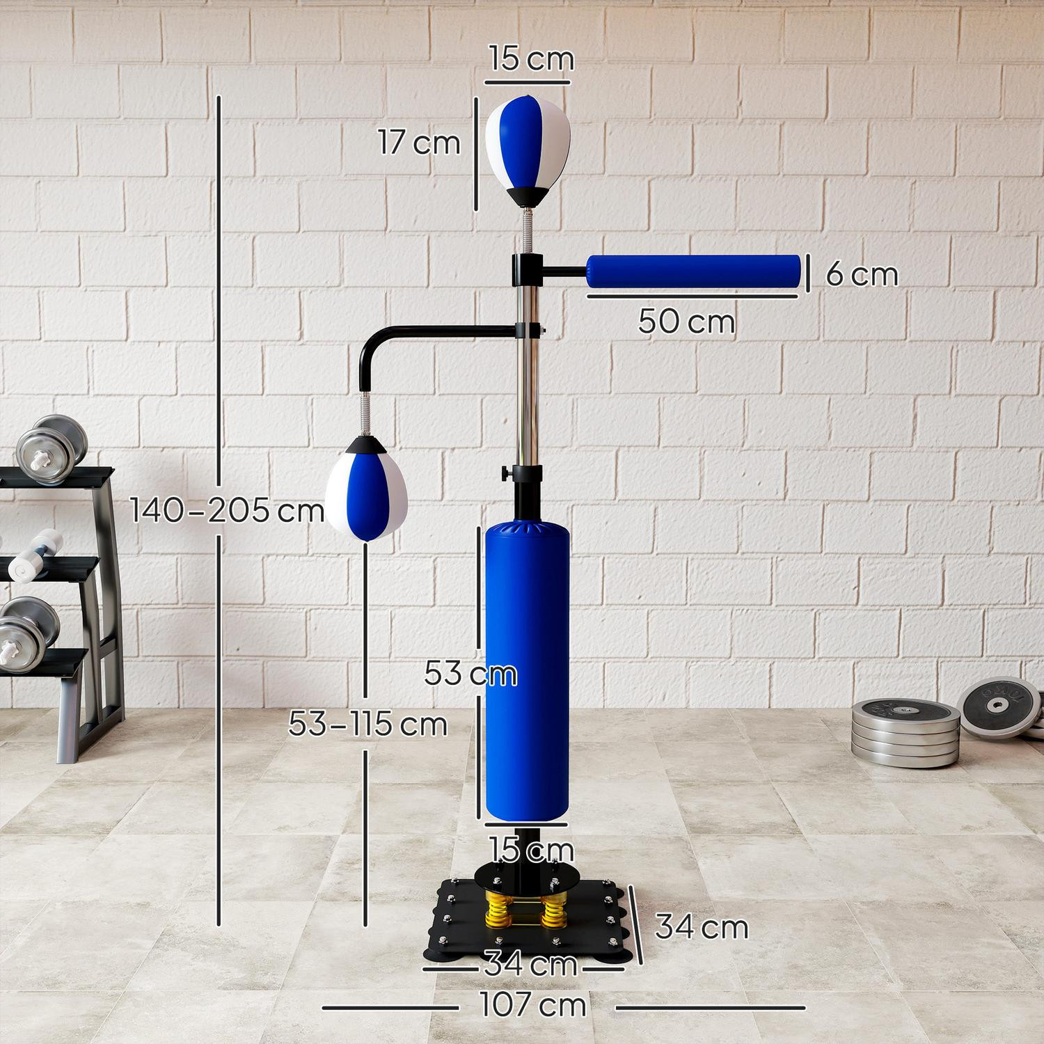 Supporto da boxe regolabile con speedball e kick pad
