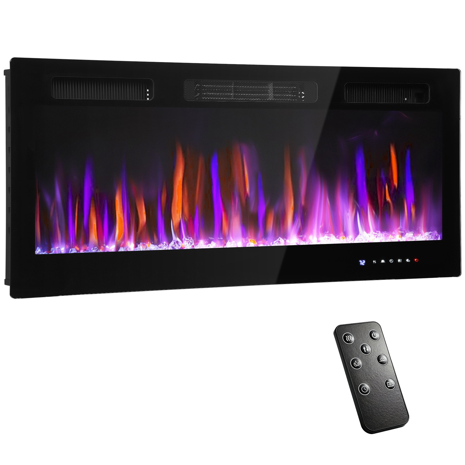 Elektrischer Wandkamin, einstellbare Flammen, Timer