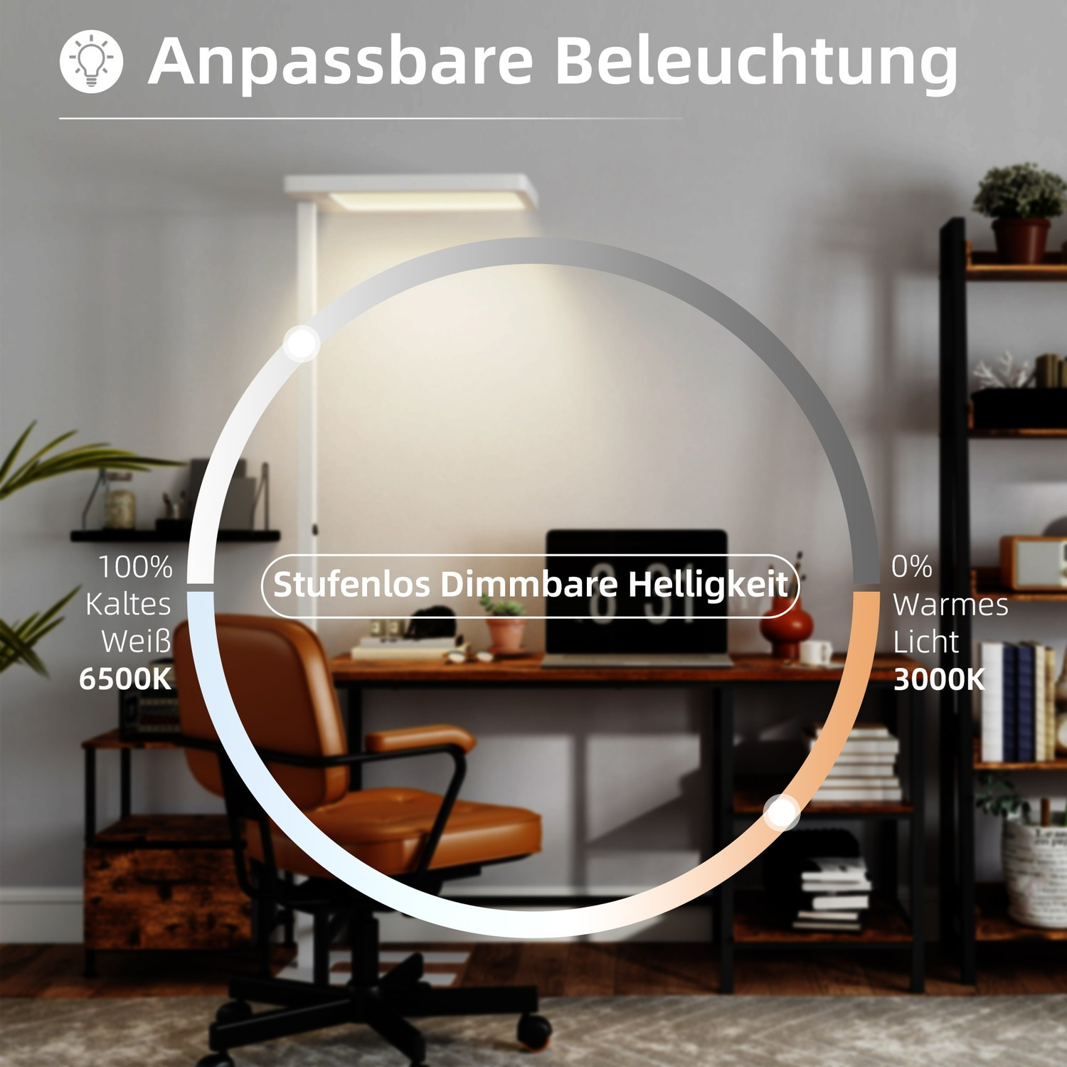 LED Floor Lamp, Adjustable Brightness, Remote Control