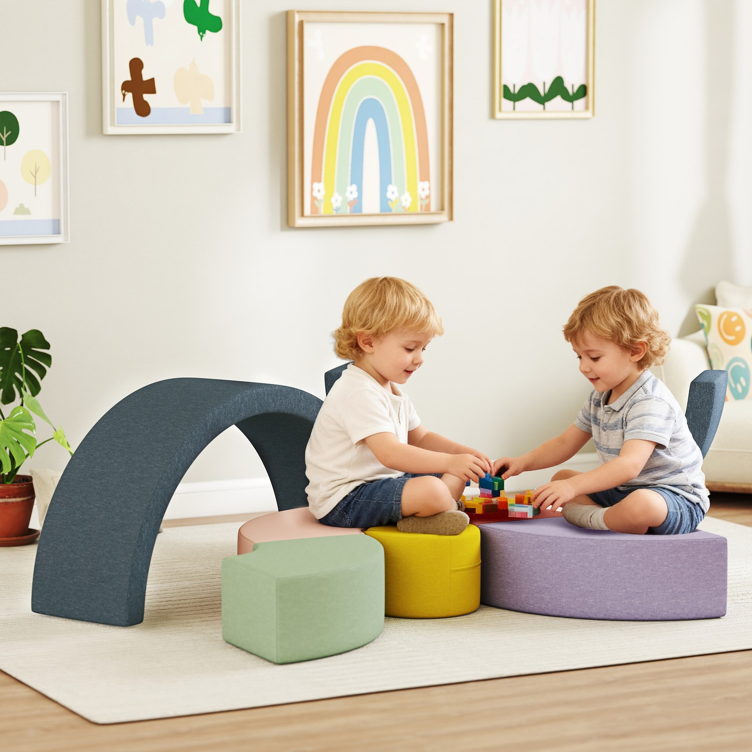 Ensemble de blocs en mousse souple pour tout-petits, cache-cordon l...