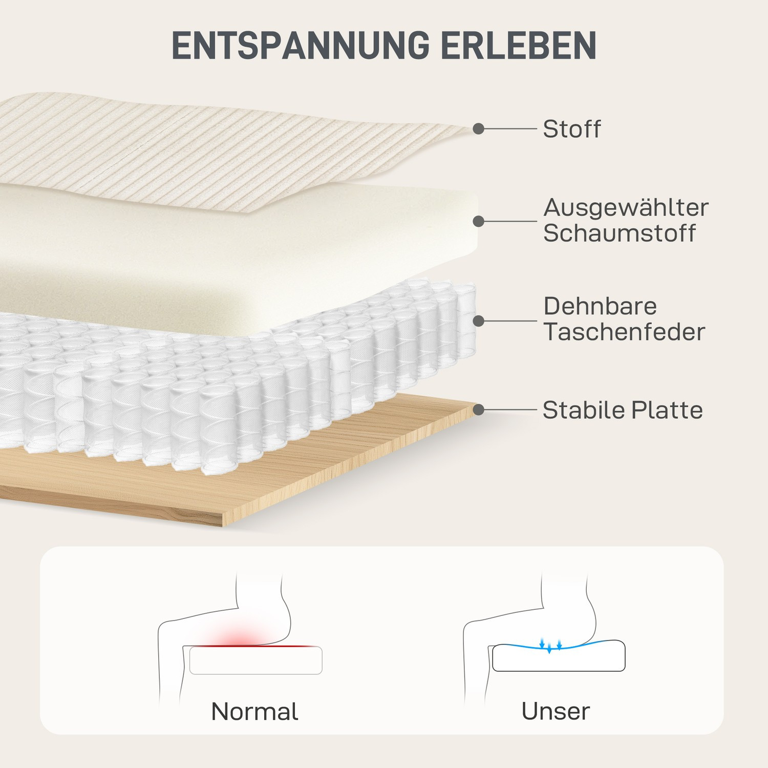 Sofá-cama conversível com almofadas, porta-copos, branco creme