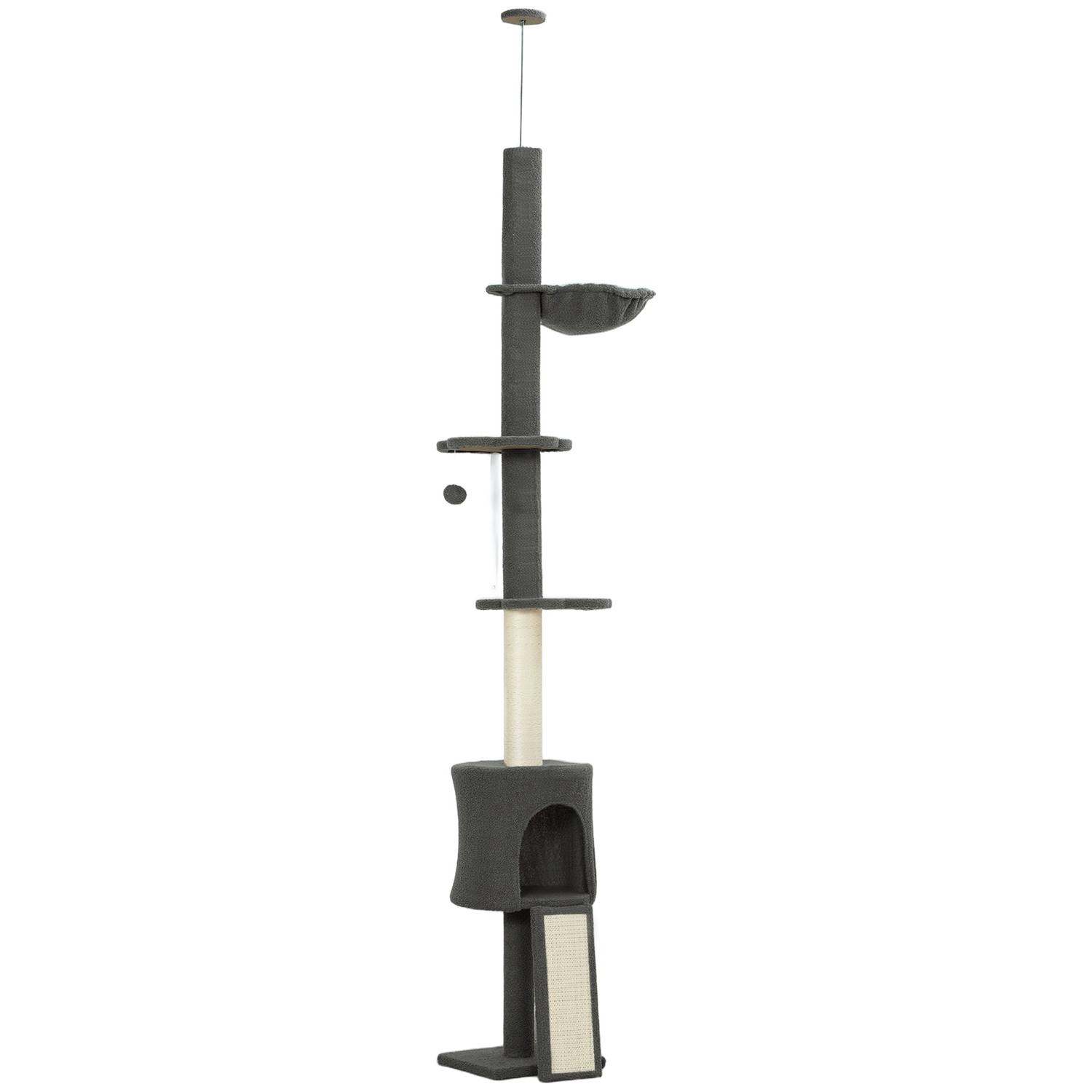 Cat Tree with Hammock, Adjustable Height, Gray