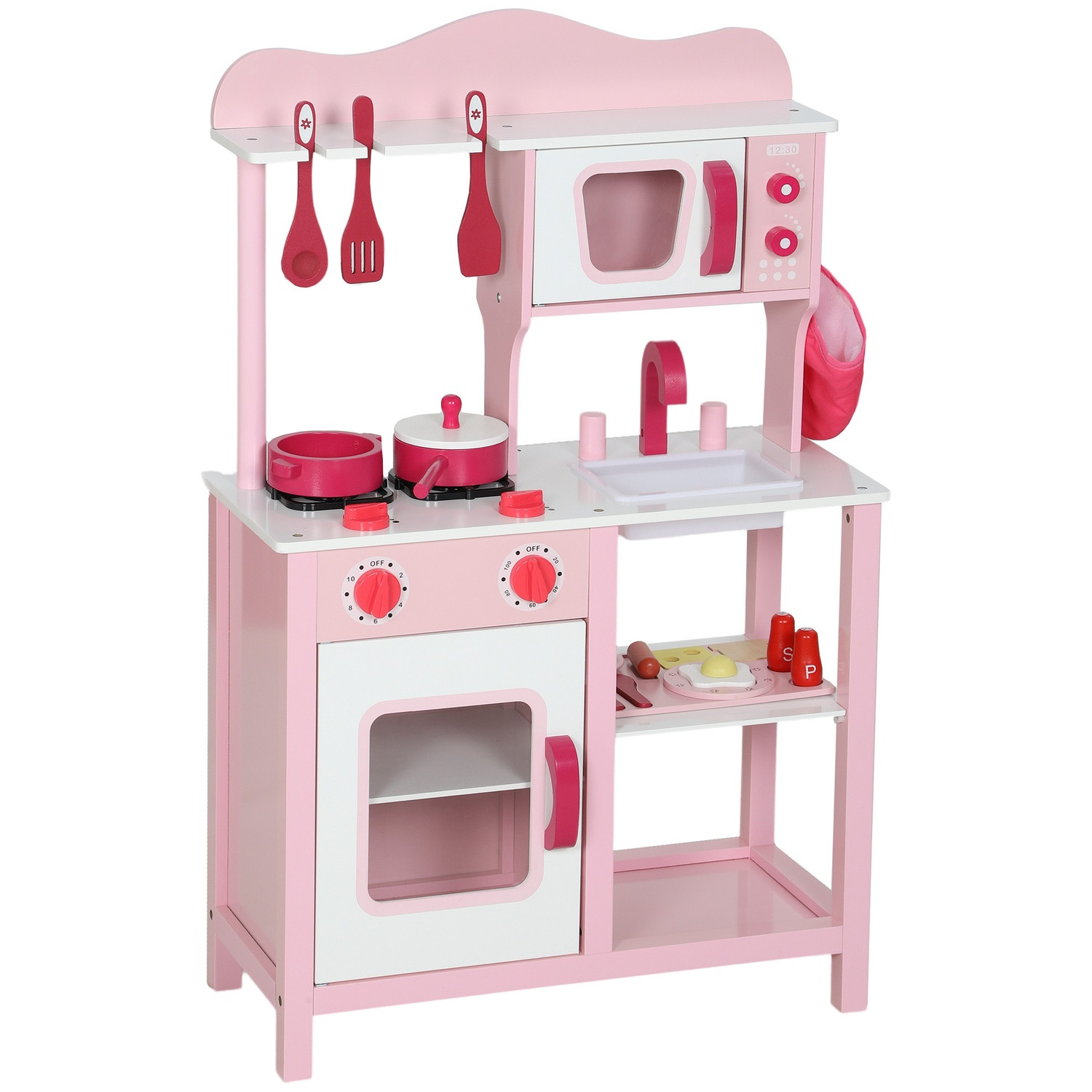 Cuisine en bois avec accessoires – Rose, format compact