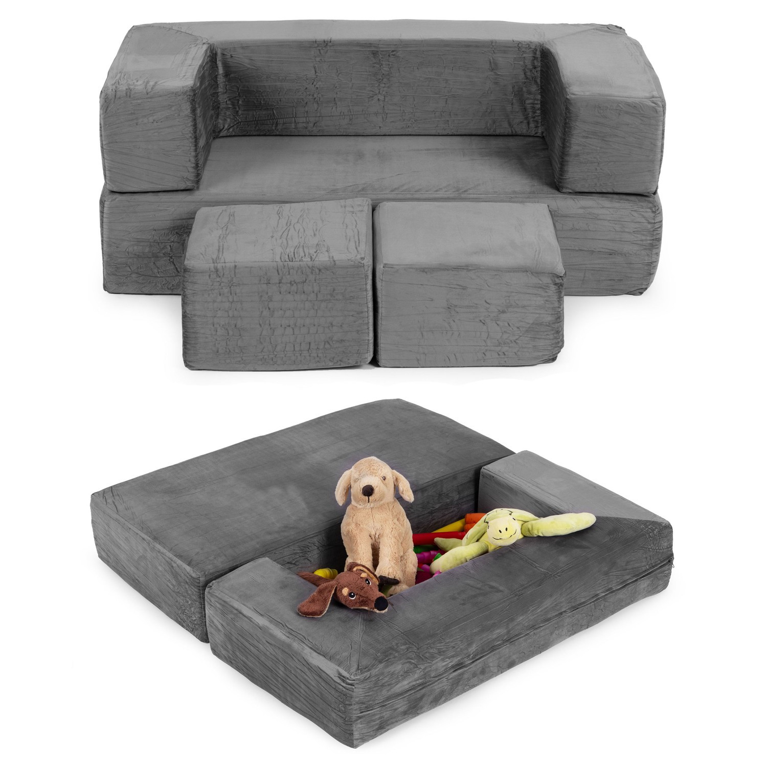Divano componibile per bambini con 4 cuscini – Grigio