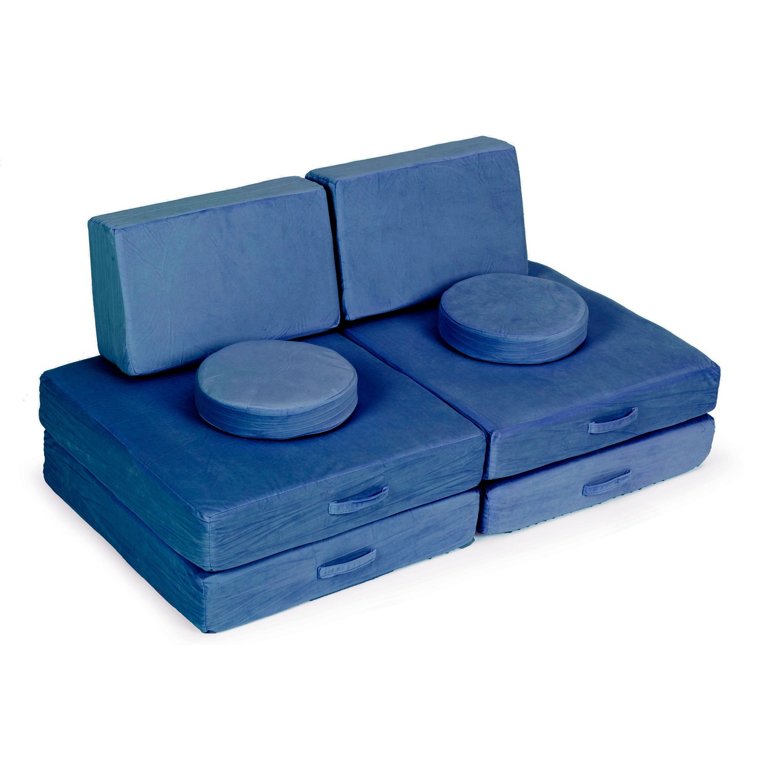 Divano modulare per bambini con 8 cuscini, blu