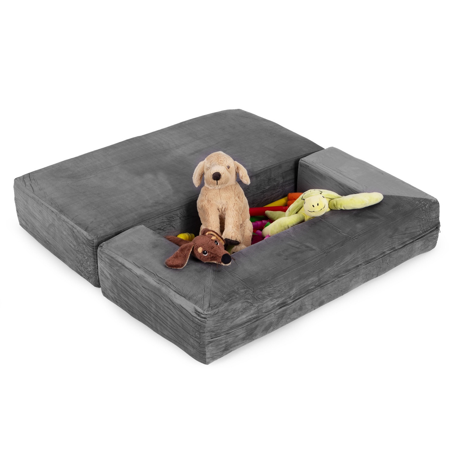 Divano componibile per bambini con 4 cuscini – Grigio