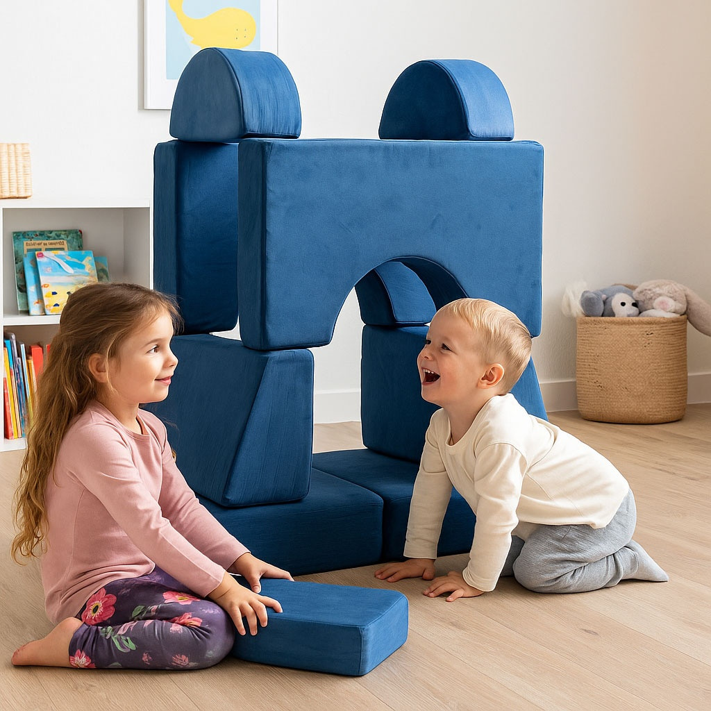 Poltrona infantil modular com 8 almofadas – Azul