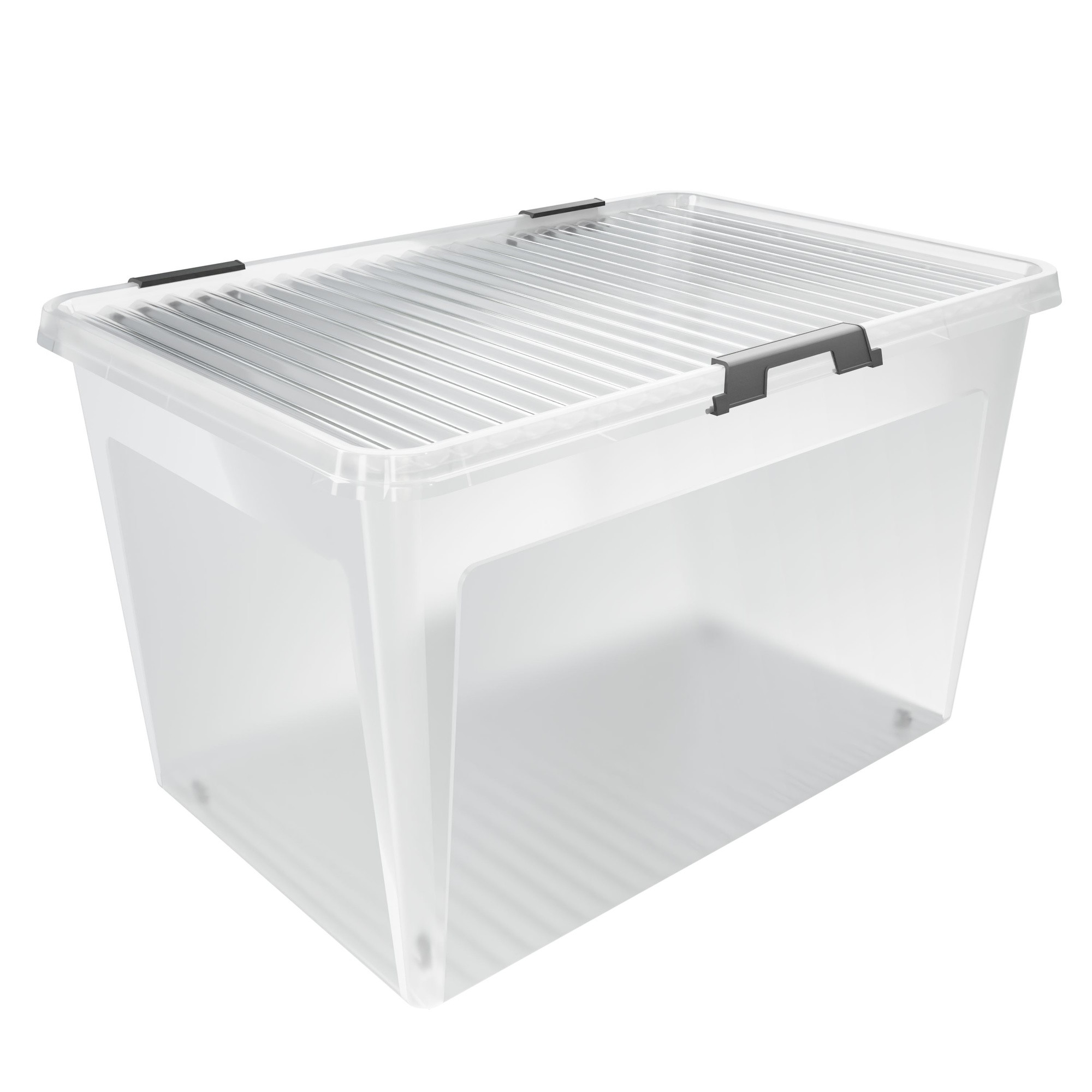 Clear Storage Box with Lid, 60L, 60x40x35cm, Stackable