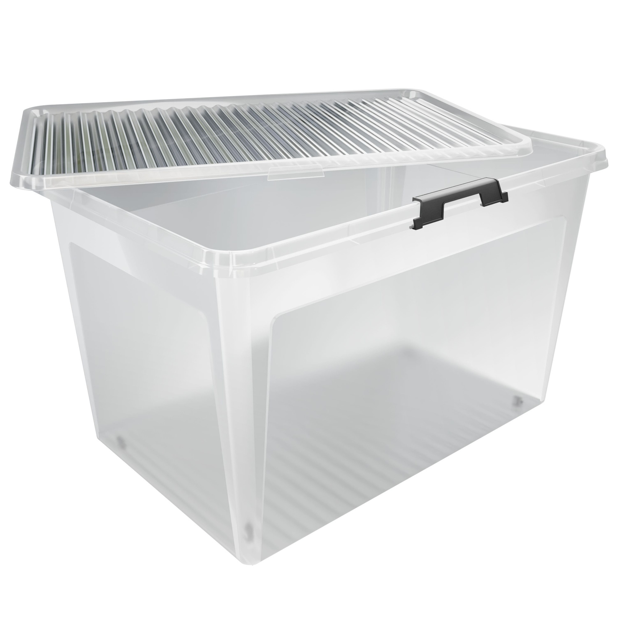 Clear Storage Box with Lid, 60L, 60x40x35cm, Stackable