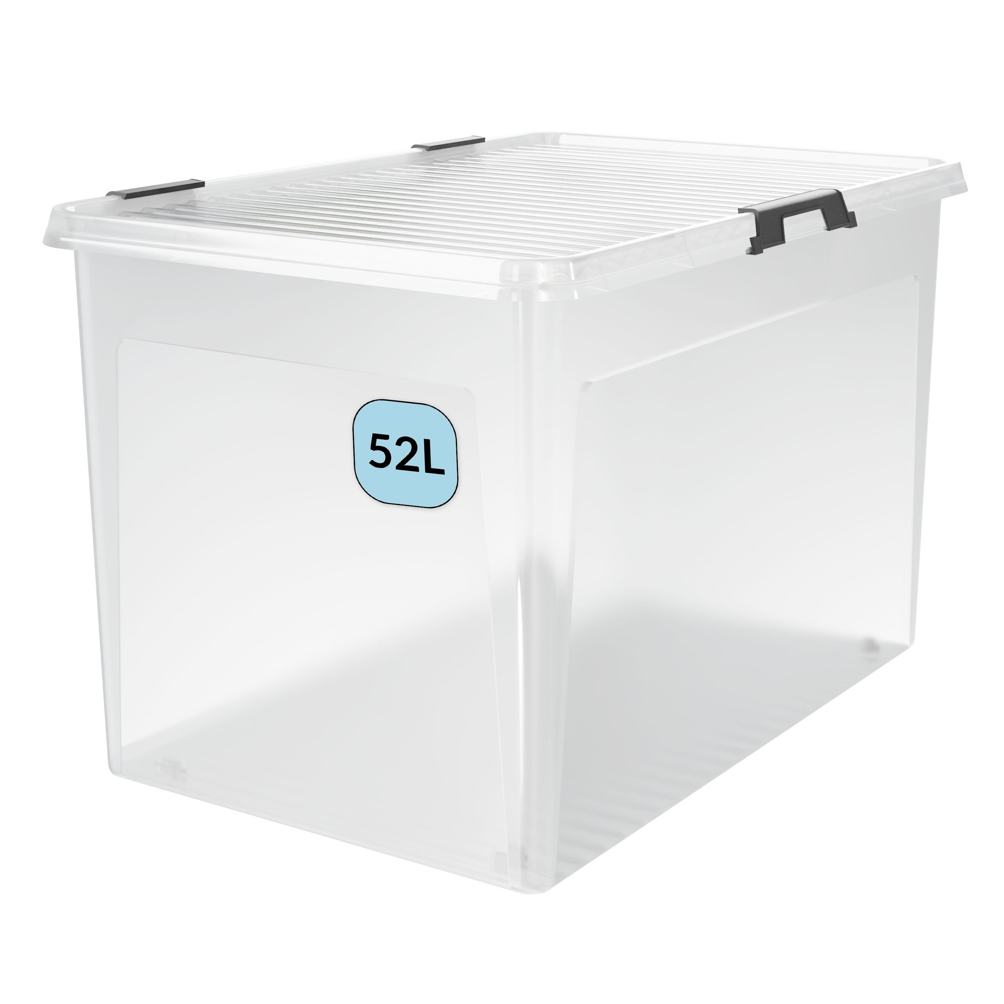 Clear Storage Box with Lid, 60L, 60x40x35cm, Stackable