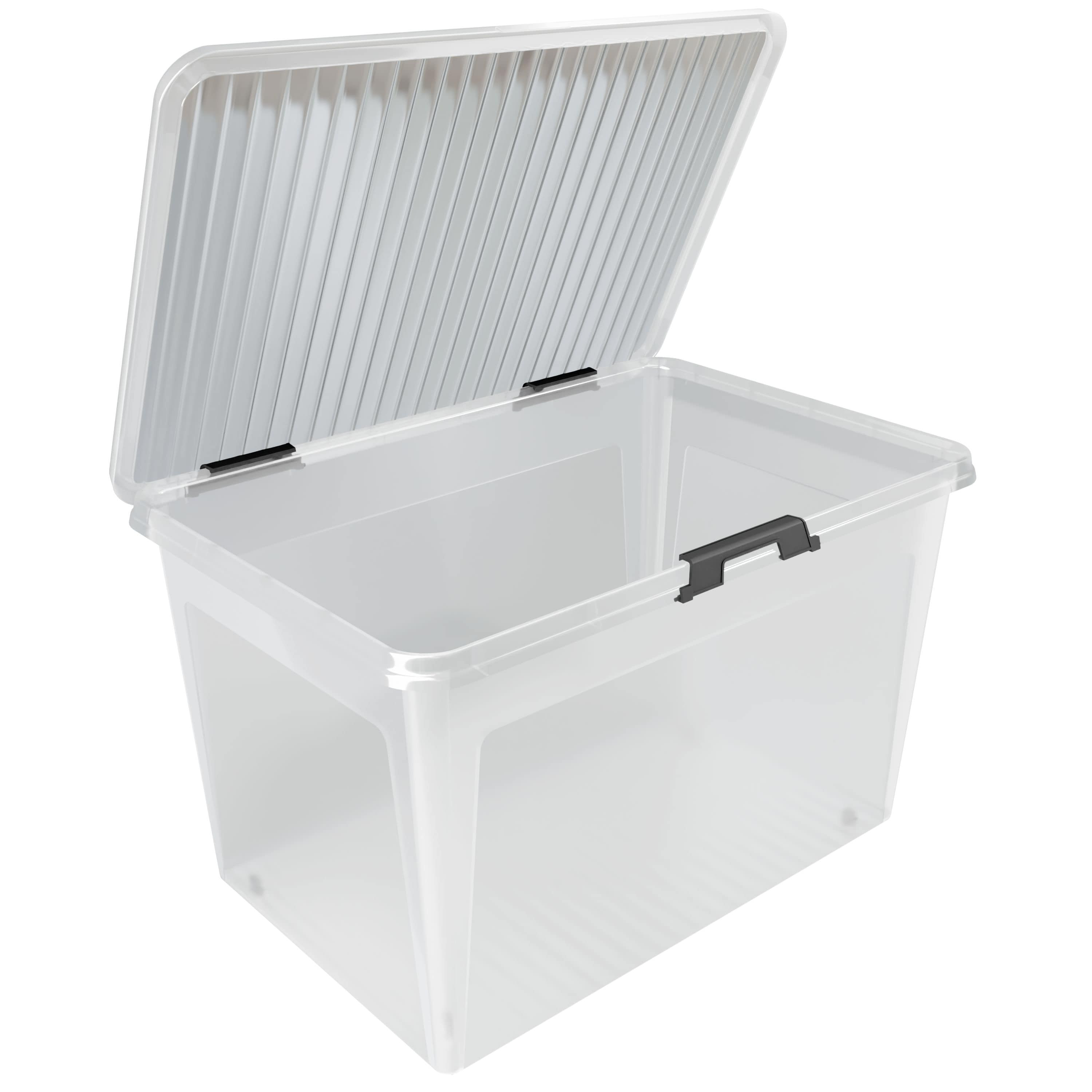 Clear Storage Box with Lid, 60L, 60x40x35cm, Stackable