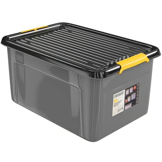 Storage box grey/anthracite 58x39x25cm stackable