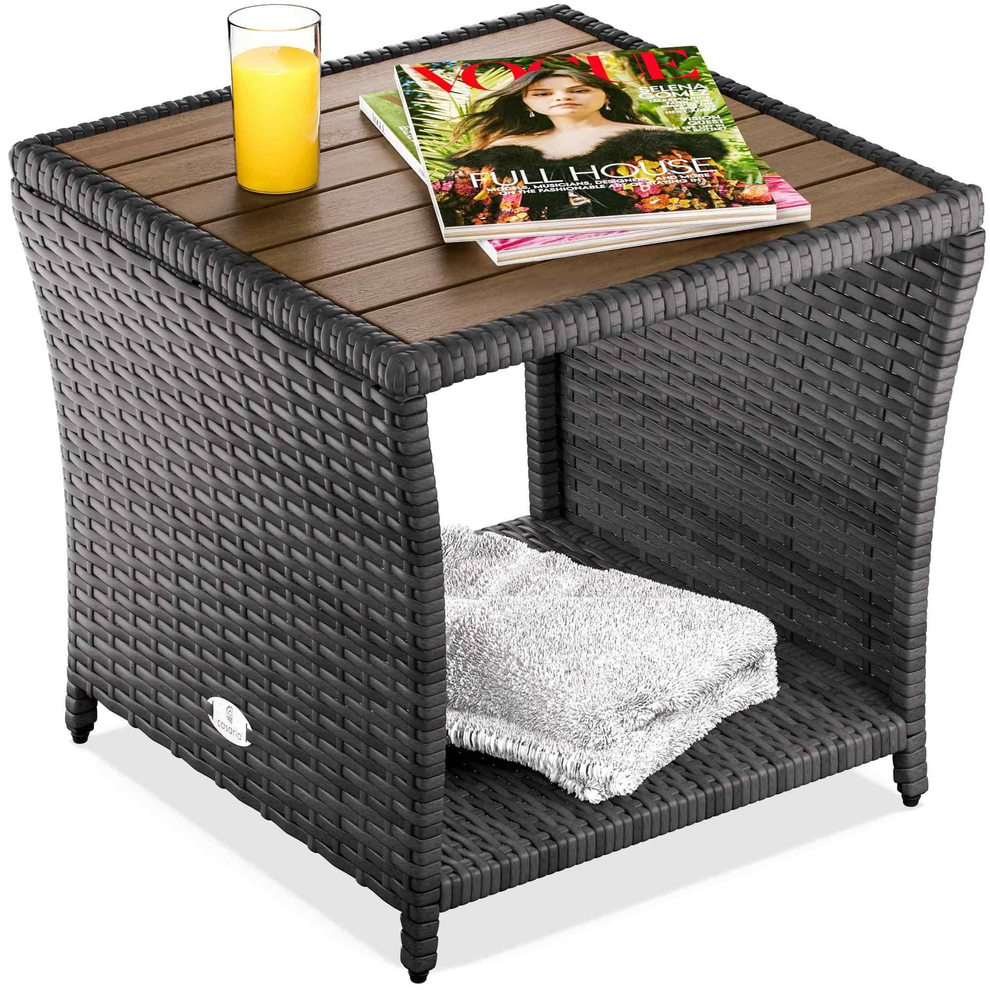 Polyrattan side table grey 45x45x40cm