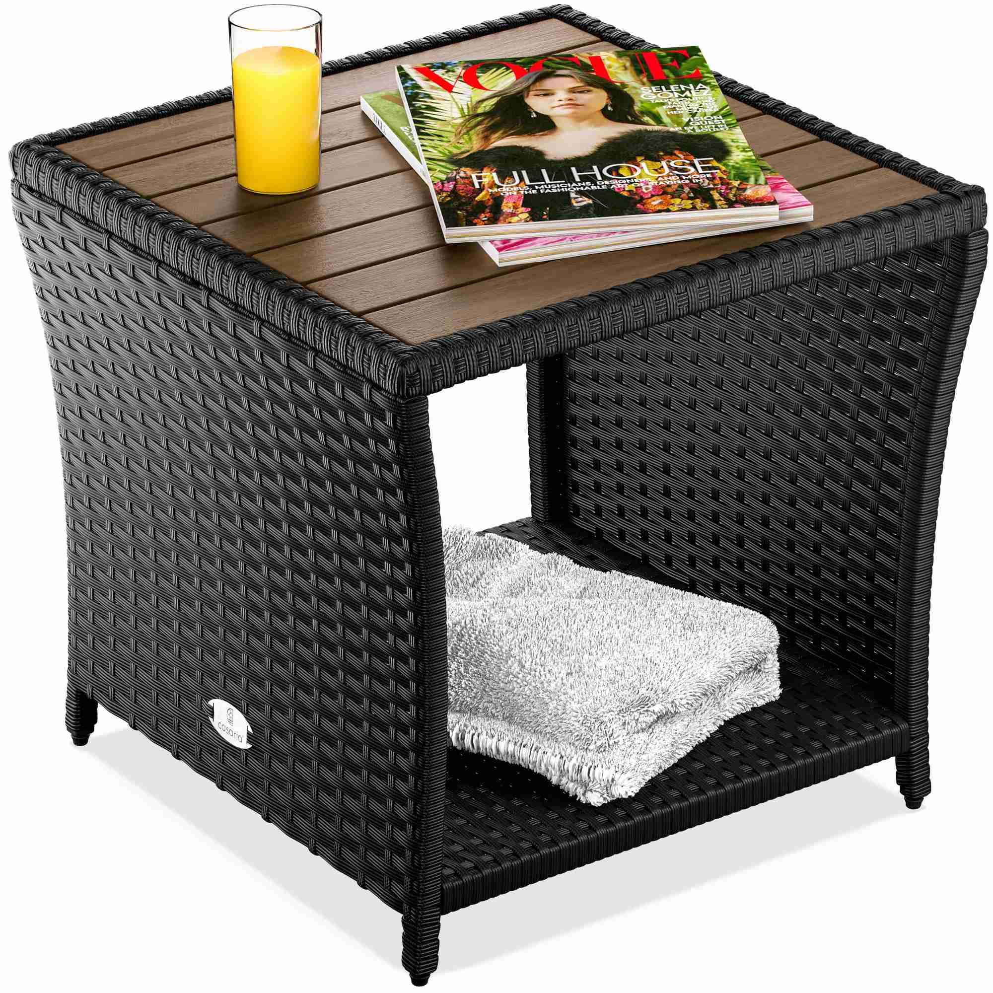 Polyrattan side table black 45x45x40cm