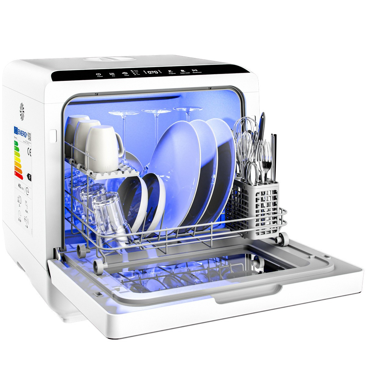 Tabletop Dishwasher 45L, WiFi, 6 Programs, 45cm