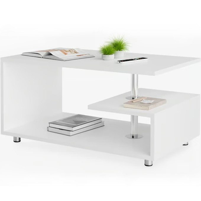 White Coffee Table, 95x55x50 cm, Scratch-Resistant