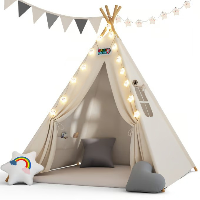 Tenda Tipi per bambini con cuscini e luci LED