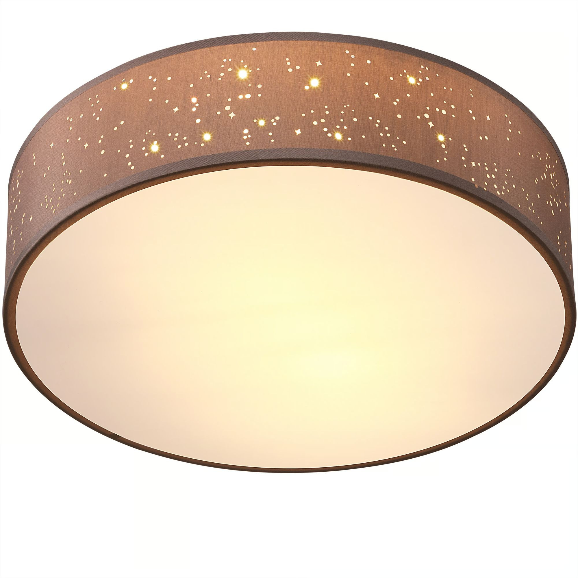 Ceiling Lamp, Fabric Shade, 38 cm, Taupe, E27 Socket