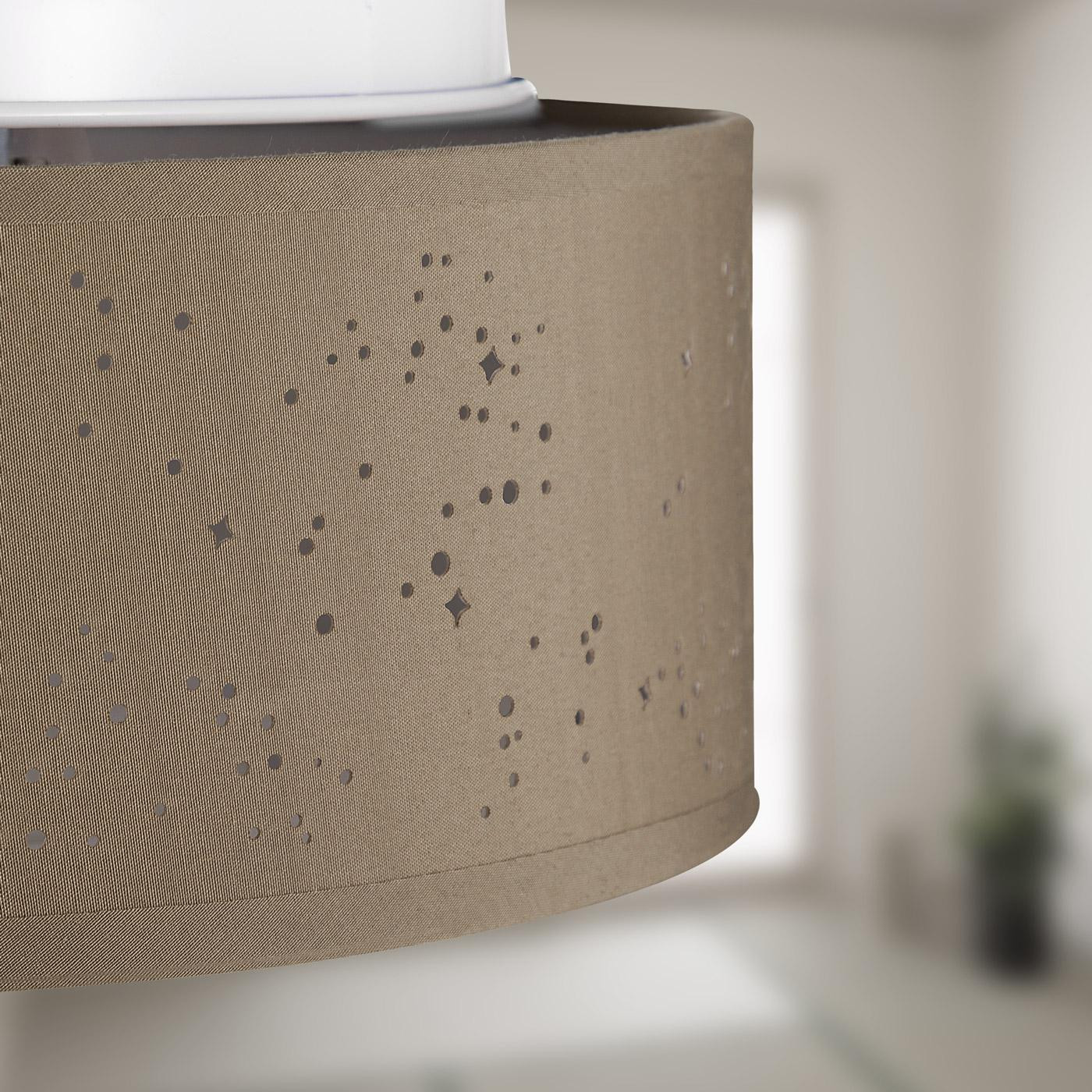 Ceiling Lamp, Fabric Shade, 38 cm, Taupe, E27 Socket