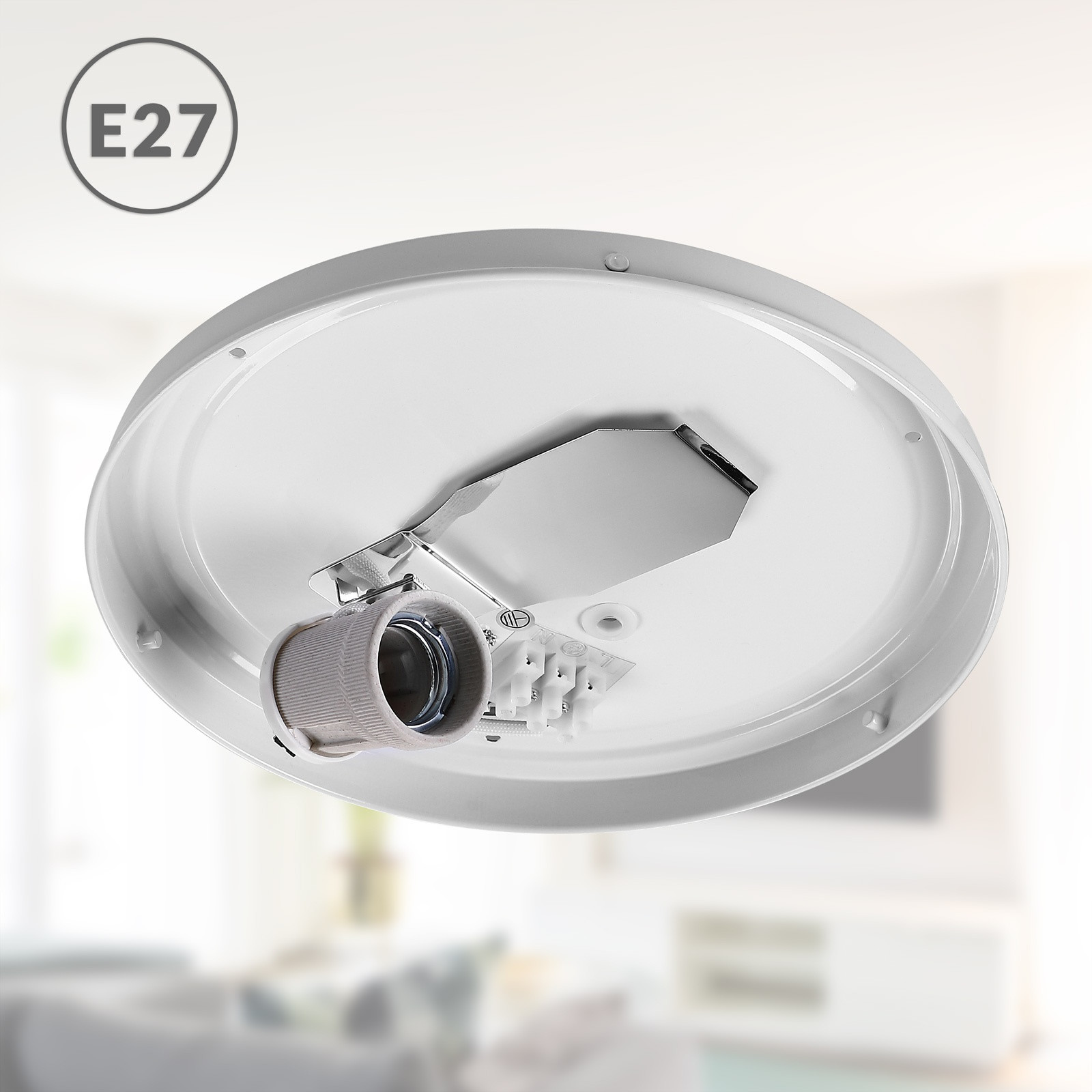 Ceiling Lamp Fabric 30 cm Grey – E27 Socket, Glare-Free
