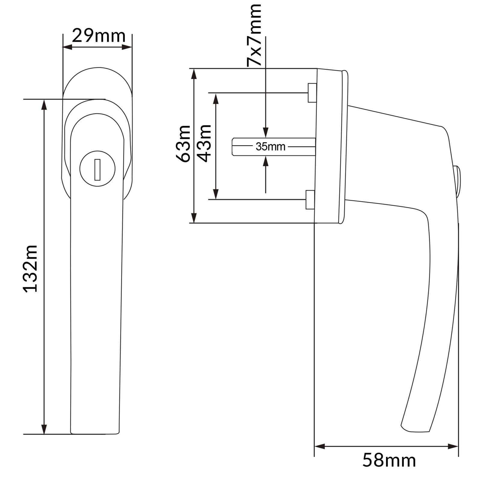 Lockable Window Handle Set, 2 Pcs, Black, Child Safety Features