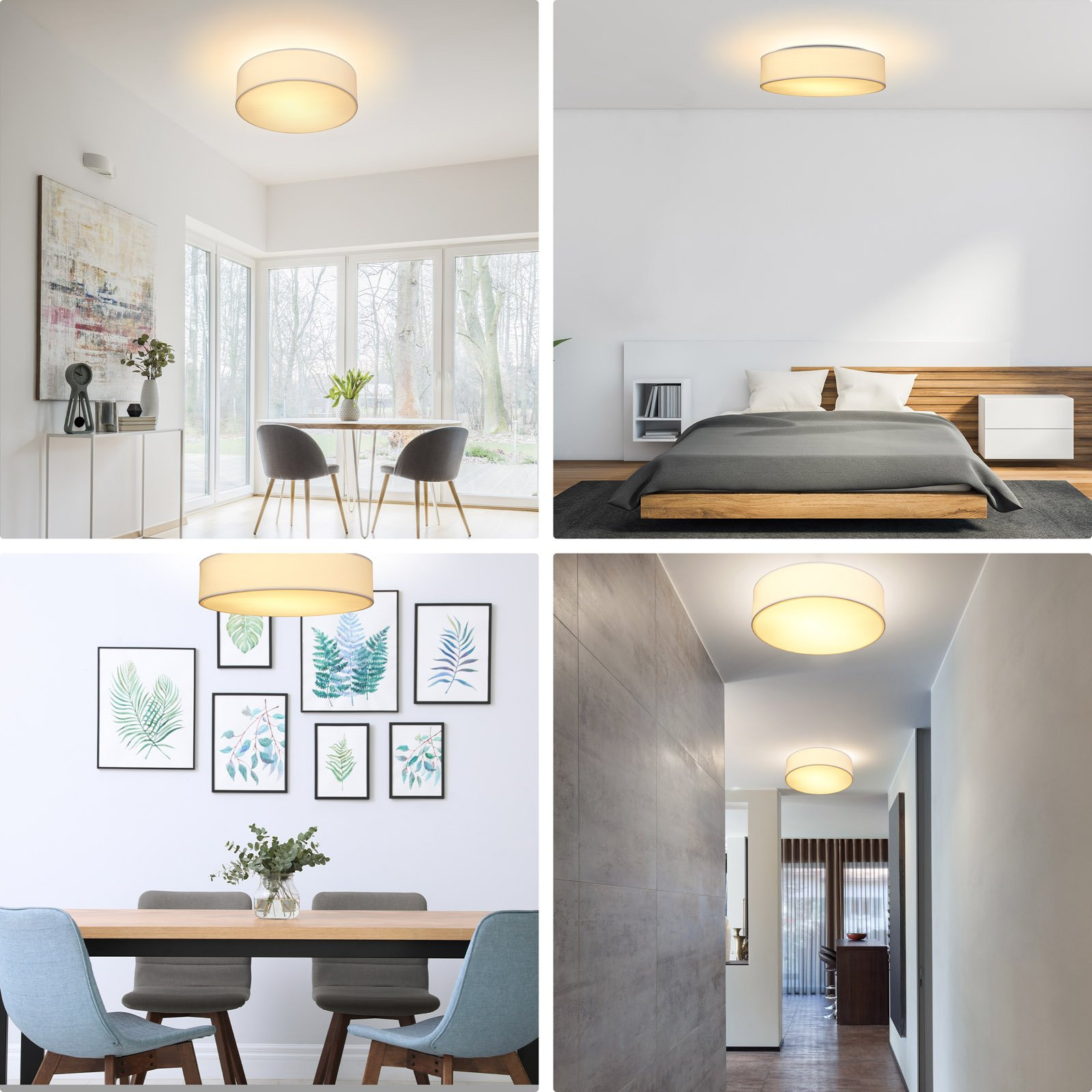Ceiling Lamp 30 cm White, E27 Socket, Easy Installation, Glare-Free...