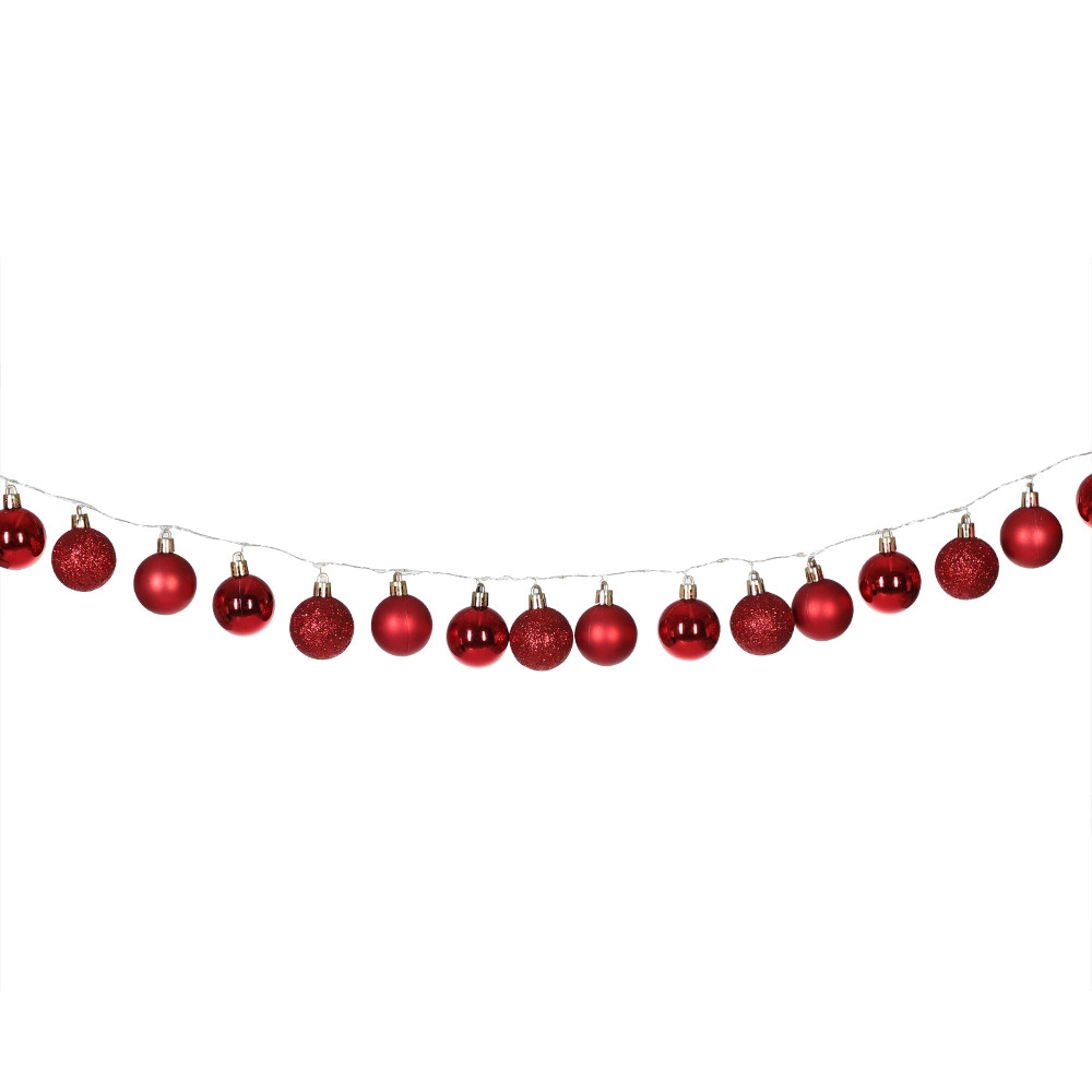 Luci a LED, palline rosse, 2 m, 40 LED, timer