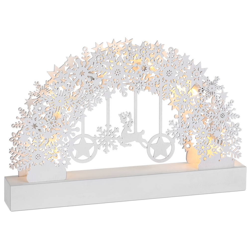 LED Candle Arch with Timer – White Snowflake Design