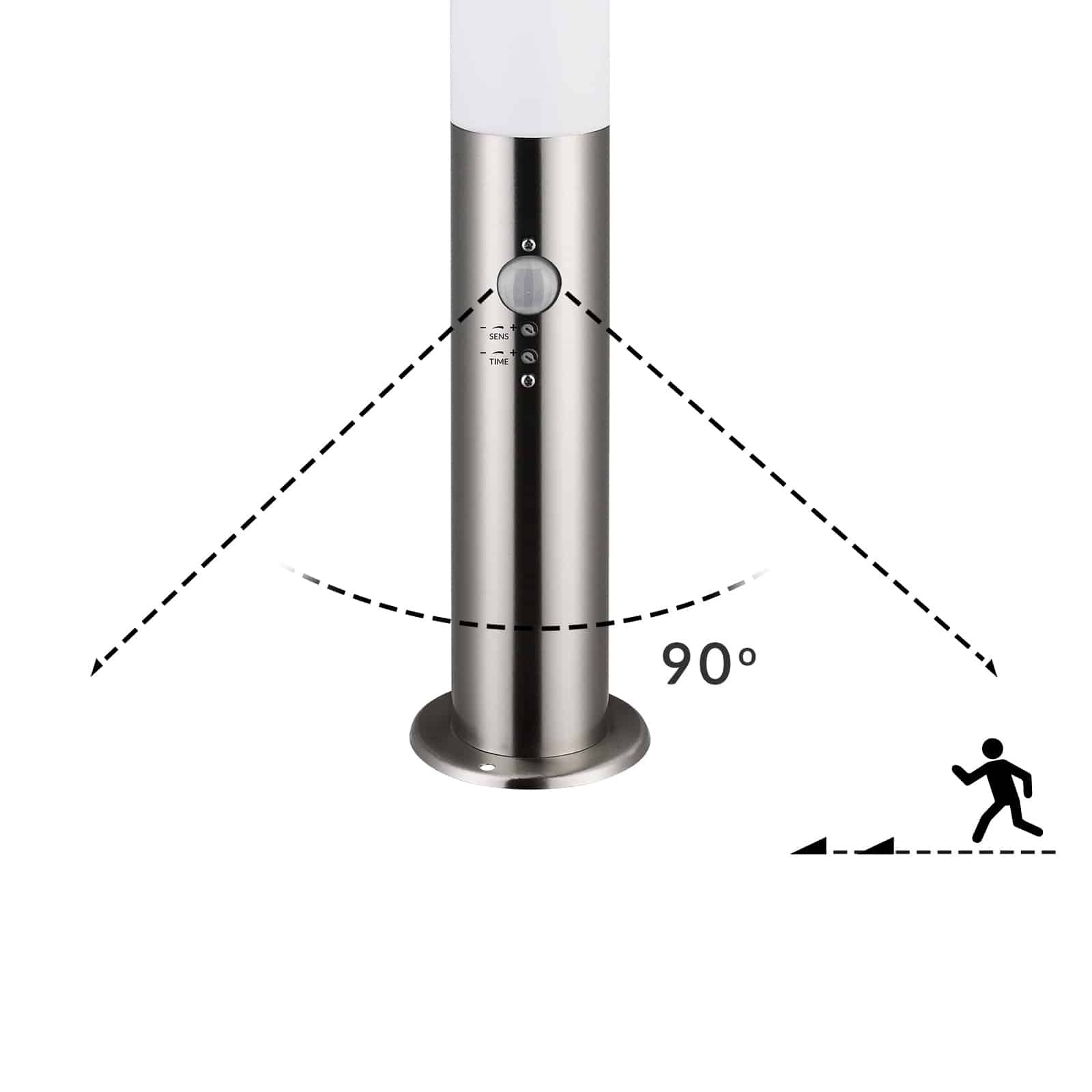 Stalen bolderlamp met bewegingssensor, IP44