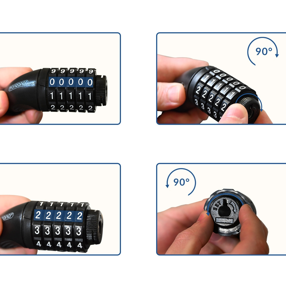Bicycle Chain Lock, Black, 90cm, 5-Digit Combination